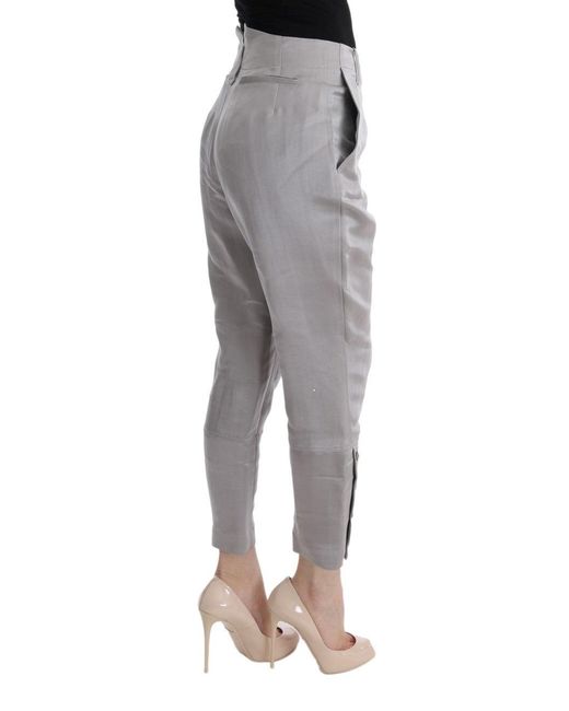 Ermanno Scervino Gray Chic Cropped Silk Pants