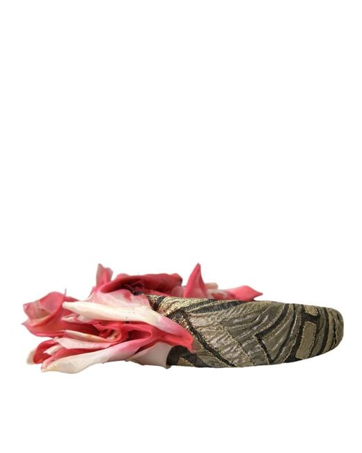 Dolce & Gabbana Red Floral Applique Silk Headband Diadem