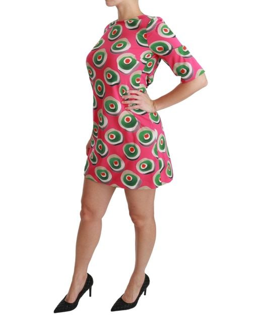 Dolce & Gabbana Pink Silk Cup Cake Shift Stretch Dress