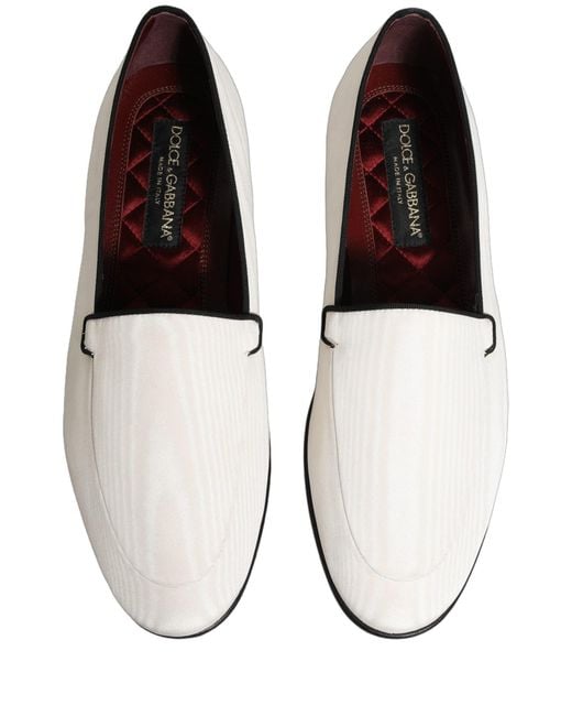 Dolce & Gabbana White Velvet Slip On Men Flats Loafers Shoes for men