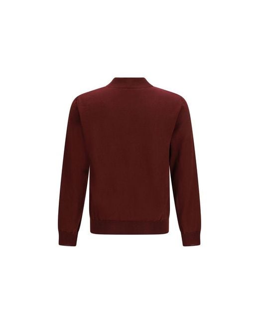 Valentino Garavani Red Bordeaux Wool Oves Aries Polo Shirt for men
