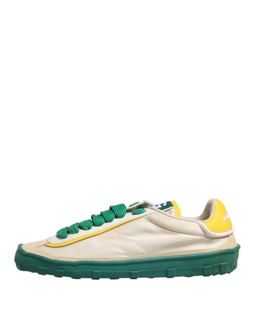 Dolce & Gabbana Green Multicolor Old Runner Lace Up Sneakers Shoes for men