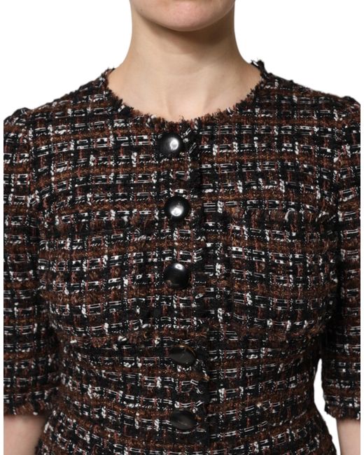 Dolce & Gabbana Black Brown Tweed Short Sleeves A