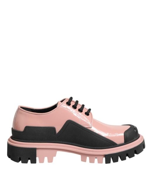 Dolce & Gabbana Multicolor Light Powder Pink Black Leather Lace