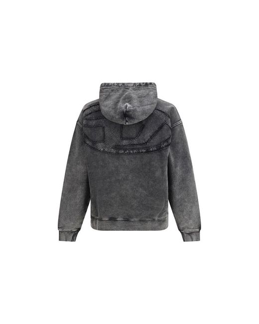 DIESEL Gray Black Cotton Sweatshirt for men