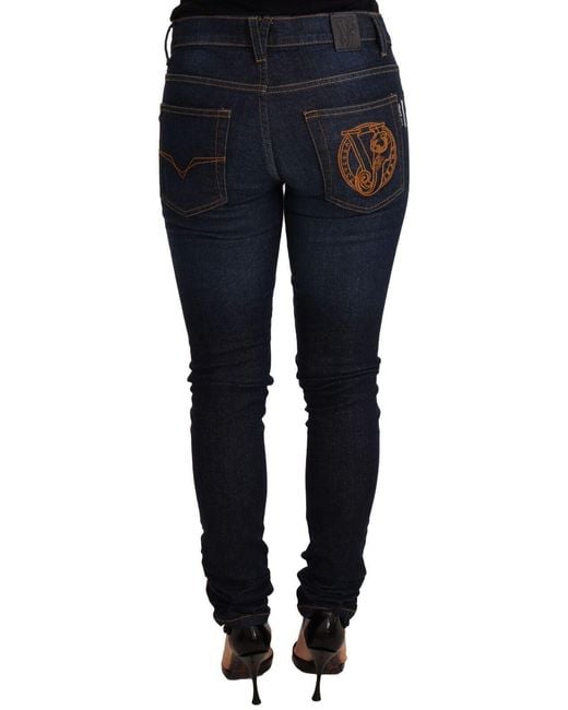 Versace Jeans Blue Elegant Low Waist Skinny Designer Jeans