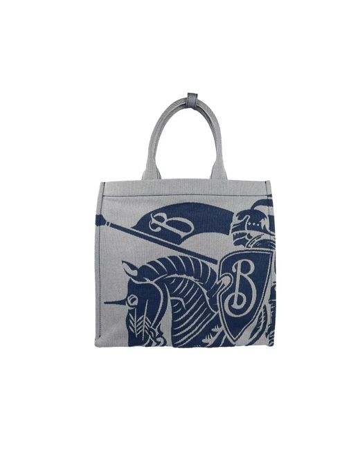Burberry Blue Navy Ekd Canvas Tote Bag With Coin Pouch