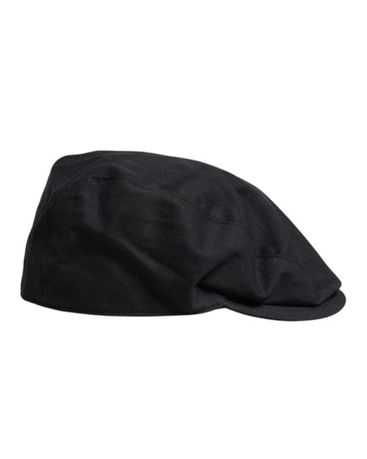 Dolce & Gabbana Black Cotton Newsboy Capello Cabbie Hat for men
