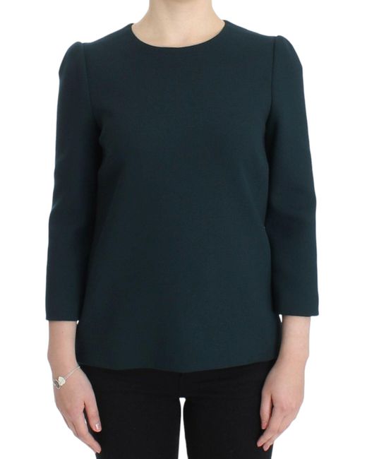 Dolce & Gabbana Dolce Gabbana Green 3/4 Sleeve Wool Blouse
