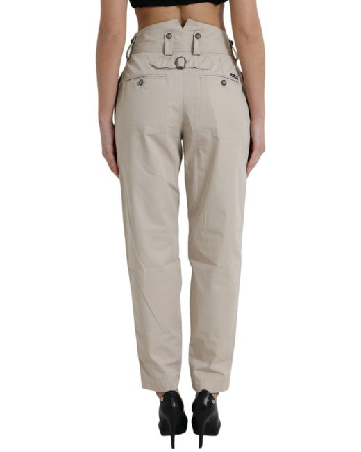 Dolce & Gabbana Gray Cotton High Waist Tapered Pants