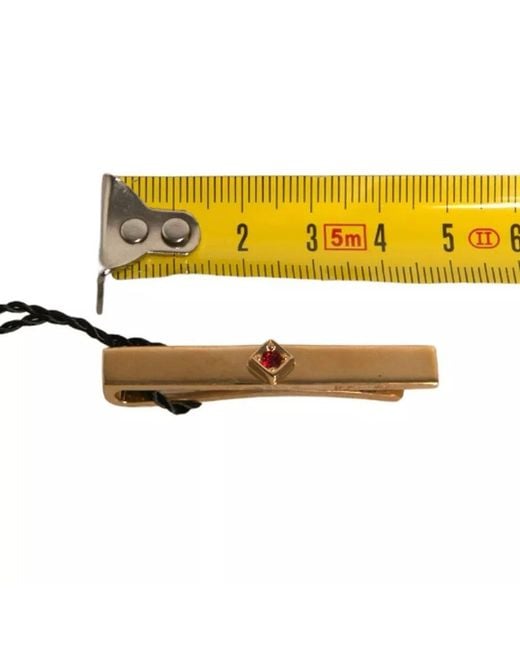Dolce & Gabbana Natural Tone Brass Crystal Branded Tie Clip Bar for men