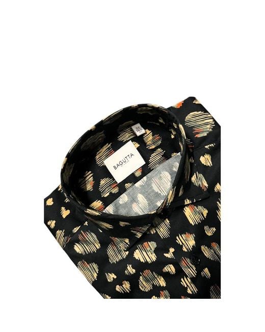 Bagutta Black Multicolor Cotton Men Shirt for men
