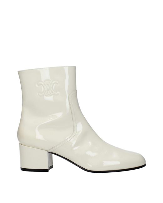 Céline White Leather Ankle Boots