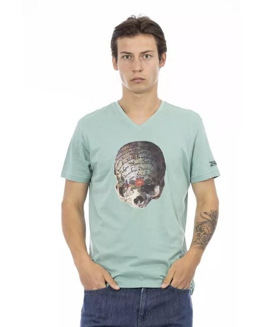 TRUSSARDI ACTION Blue Green Cotton Men T for men