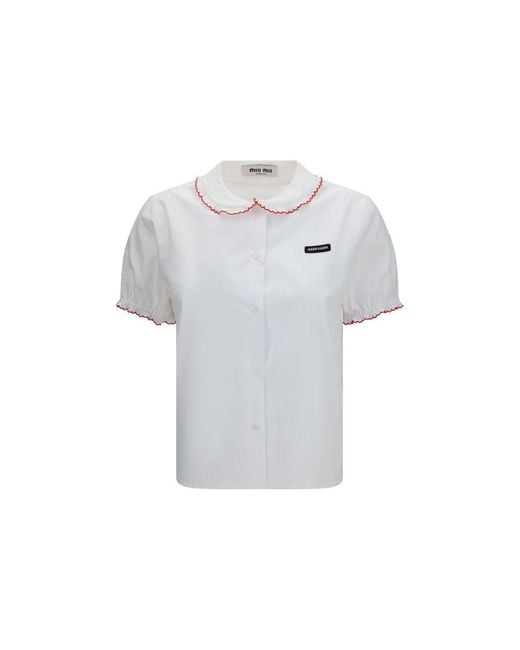 Miu Miu Blue White Cotton Blouse