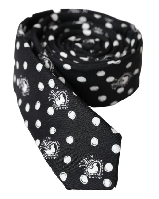 Dolce & Gabbana Black Silk Polka Dot Adjustable Neck Men Papillon Bow Tie main image 1