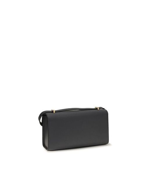 SAVETTE Black Gray Calf Leather Bos Taurus Shoulder Bag