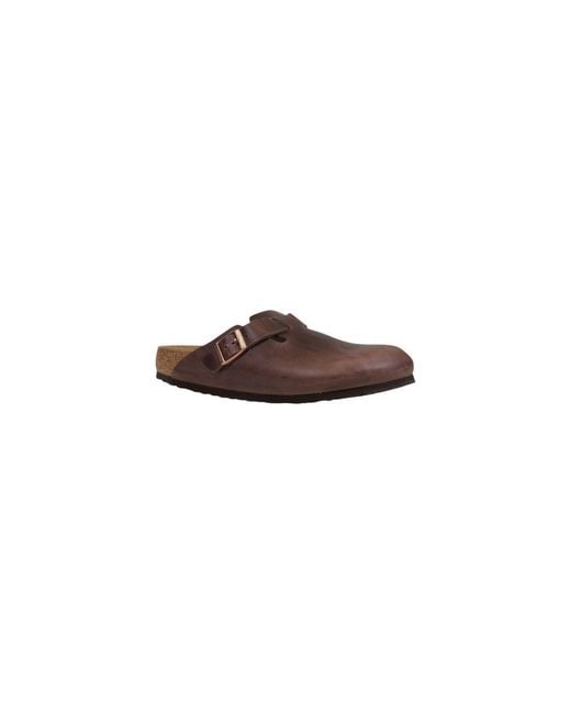 Birkenstock Brown Leather Clogs for men