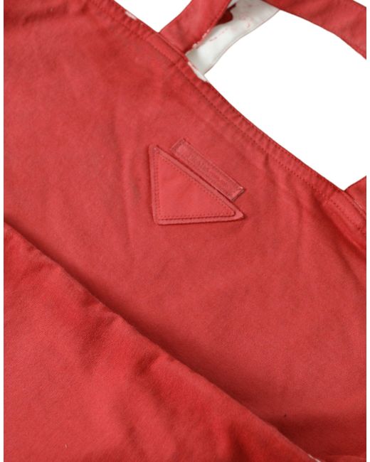 Prada Red Chic And Fabric Tote Bag