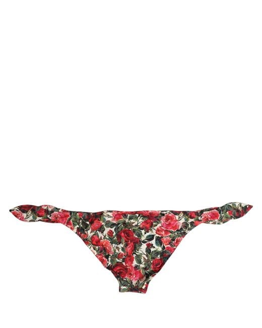 Dolce & Gabbana Pink Multicolor Floral Print Beachwear Bikini Bottom