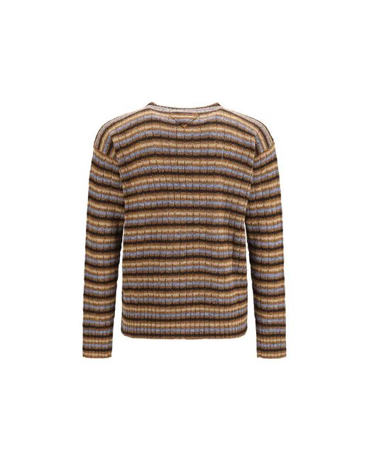 Prada Brown Multicolor Wool Oves Aries Sweatshirt for men