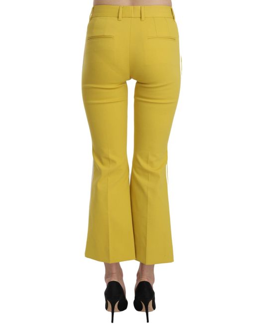 Dolce & Gabbana Yellow Dolce Gabbana Flared Bootcut Capri Cotton Pants