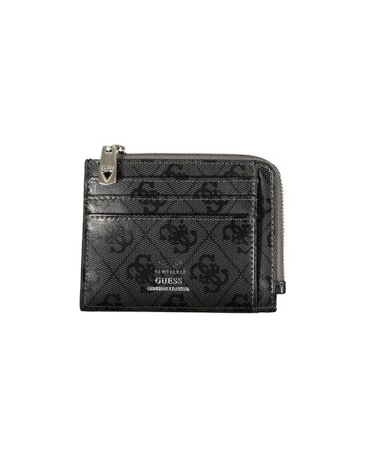 Guess Black Sleek Leather Wallet With Contrasting Accents for men