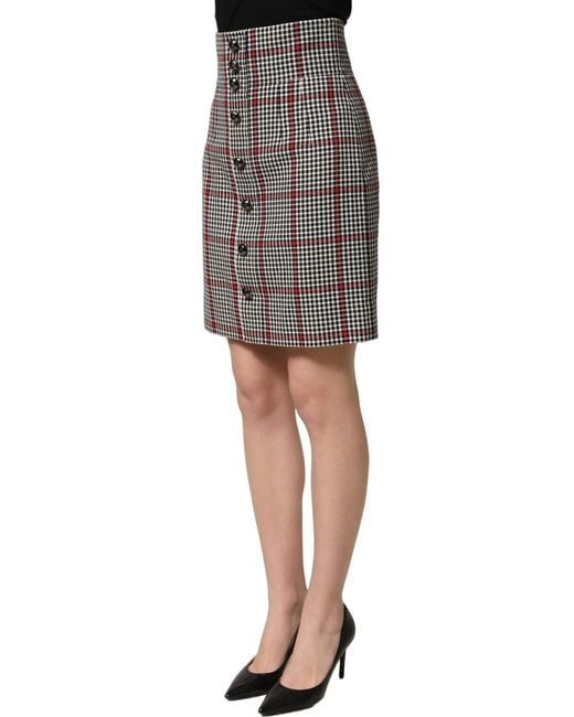 Dolce & Gabbana Black Gray Checkered High Waist A