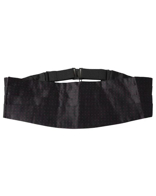 Dolce & Gabbana Black Silk Dotted Waist Tuxedo Belt Cummerbund for men