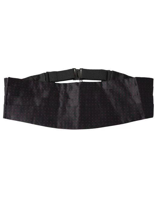 Dolce & Gabbana Black Silk Dotted Waist Tuxedo Belt Cummerbund for men