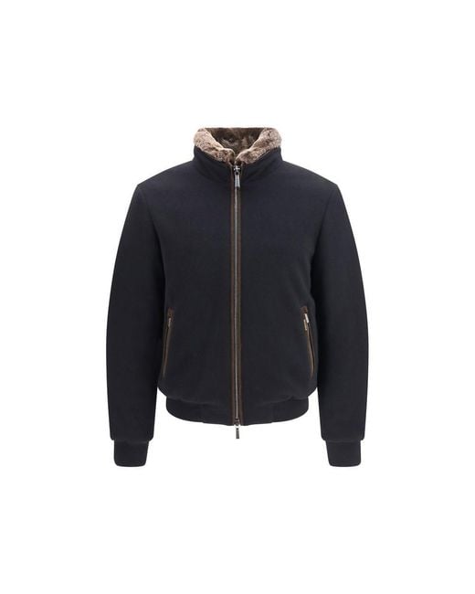 Moorer Blue Black Cashmere Bomber for men