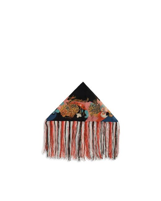 Etro Red Multicolor Silk Scarf