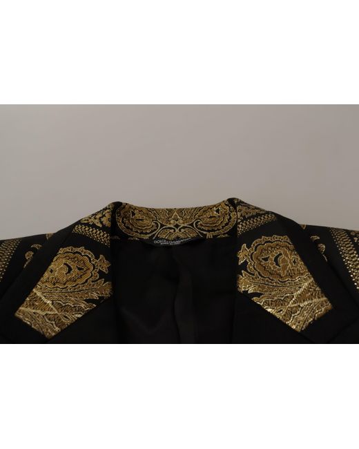 Dolce & Gabbana Black Gold Jacquard Single Breasted Blazer for men
