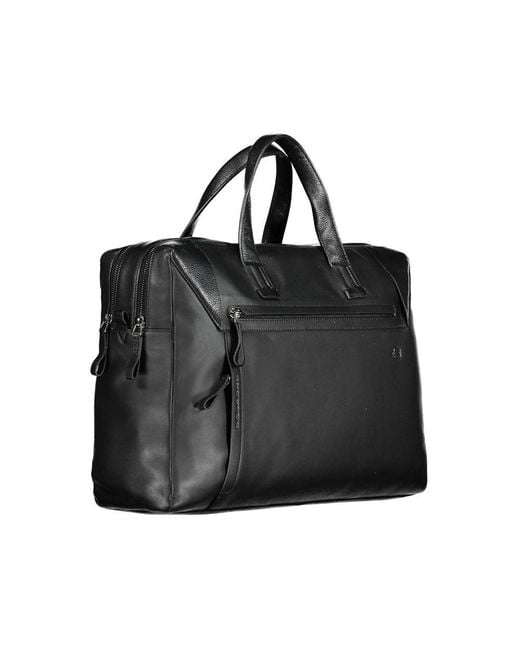 Piquadro Black Leather Briefcase for men