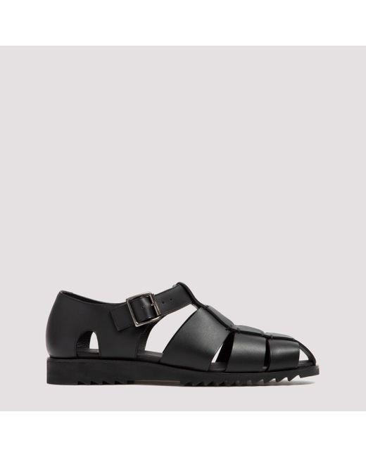 Paraboot Black Leather Pacific Buckle Sandals for men