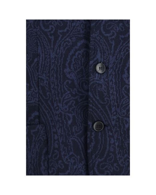 Etro Blue Wool Oves Aries Jacket for men