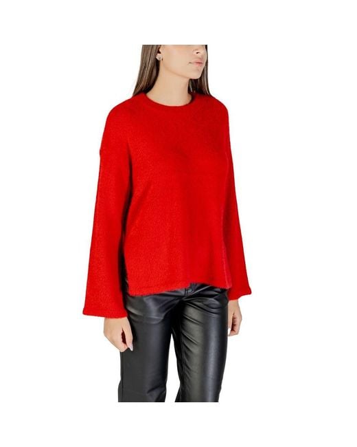 ONLY Red Multicolor Marabou Sweatshirt