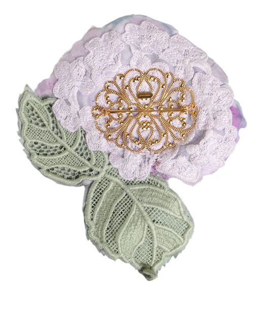 Dolce & Gabbana Pink Hydrangea Brass Pin Brooch