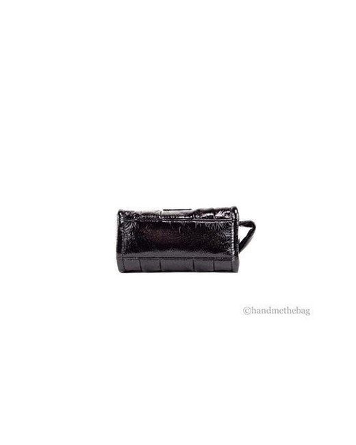 Marc Jacobs The Shiny Crinkle Micro Tote Black Leather Crossbody Bag Handbag