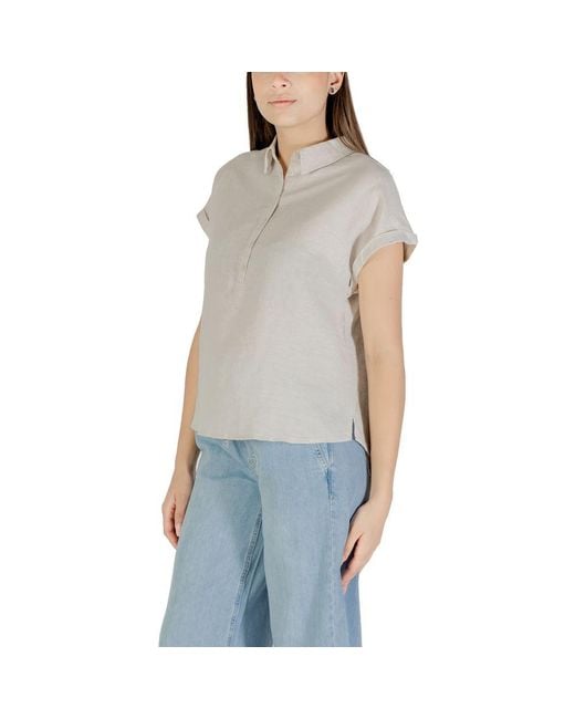 Street One Gray Bicolor Linen Shirt