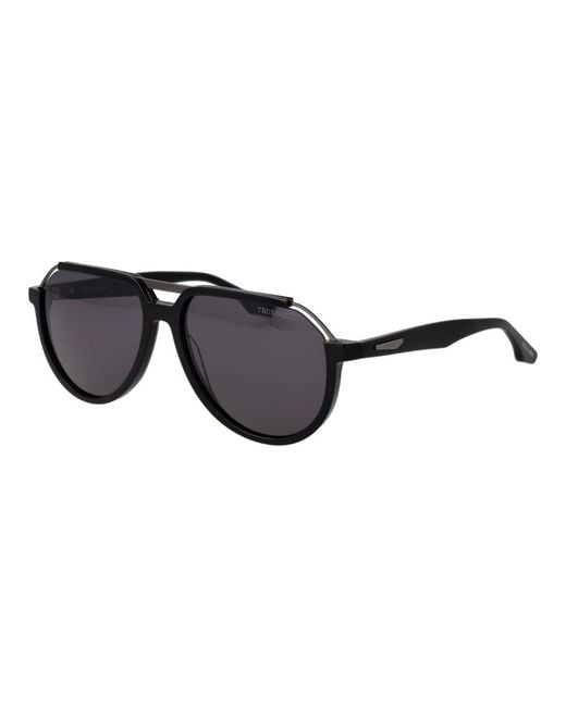 Trussardi Black Acetate & Stainless Steel Sunglasses for men