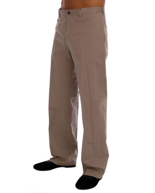 Dolce & Gabbana Brown Cotton Stretch Chinos Pants for men