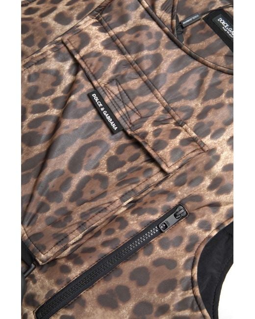 Dolce & Gabbana Black Leopard Silk Sleeveless Sportswear for men