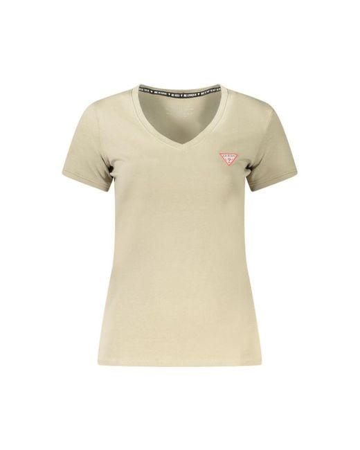 Guess Natural Green Cotton Tops & T