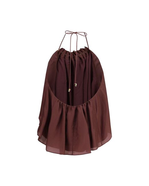 Zimmermann Brown Bordeaux Silk Blouse