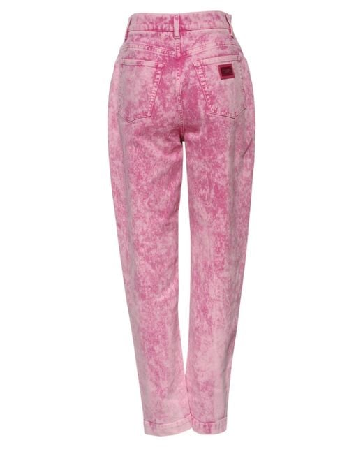 Dolce & Gabbana Pink Tie Dye High Waist Tapered Denim Jeans for men
