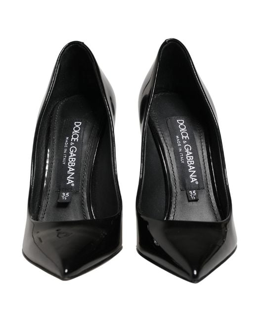 Dolce & Gabbana Black Calf Leather Stiletto Heels Pumps Shoes
