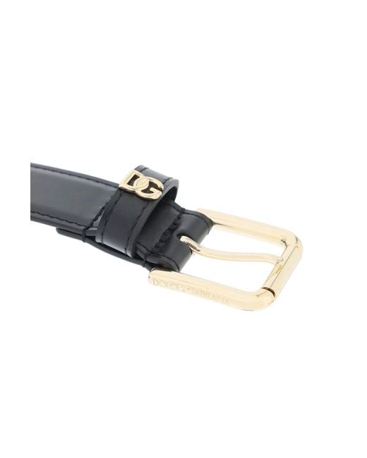 Dolce & Gabbana Black Dg Logo Leather Belt