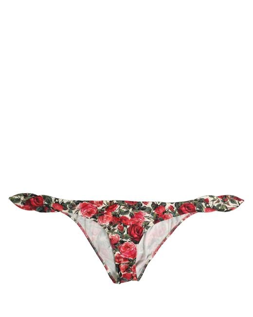 Dolce & Gabbana Pink Multicolor Floral Print Beachwear Bikini Bottom