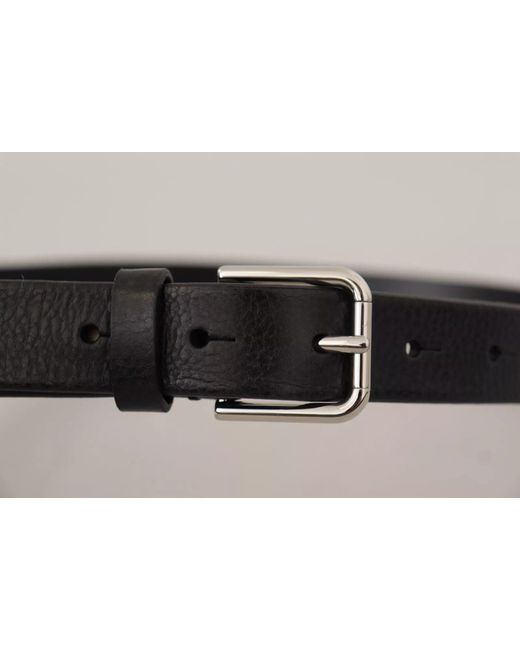 Dolce & Gabbana Black Elegant Leather Belt With Metal Buckle for men